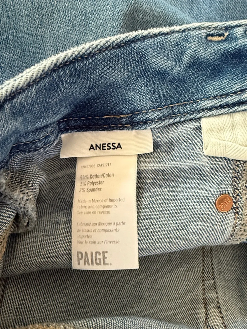 PAIGE Annesa Cropped Distressed Raw Hem Faded Blue Relaxed Wide Leg Jeans 32